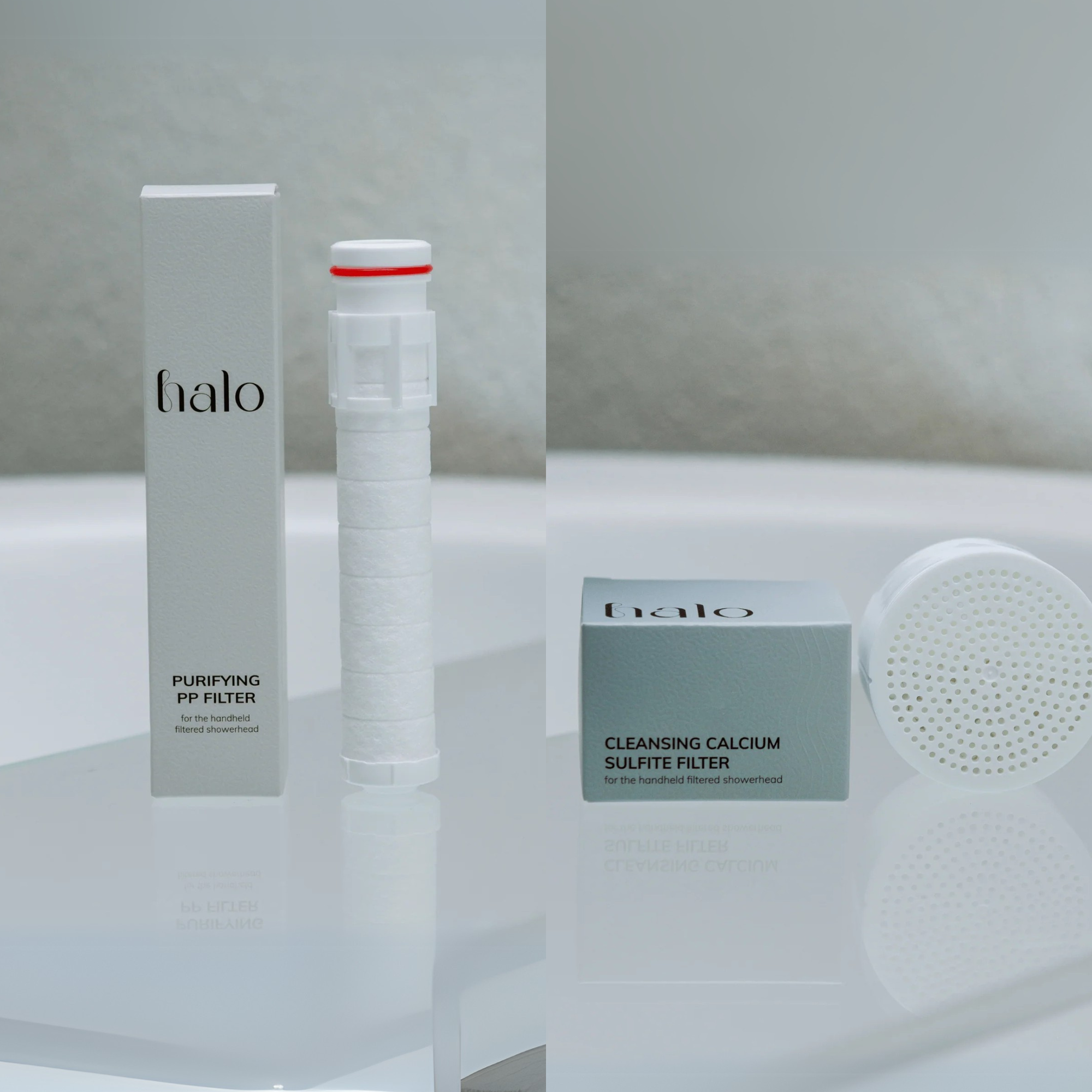 eco friendly shower filter cartridge in a clean bathroom